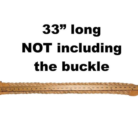belt tan woven leather 2.75" wide S retro adjustable classic boho hippie - Picture 4 of 10